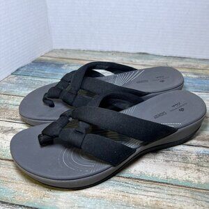 Clarks Sandals Arla Kaylie Slip On Thong Black Fabric Casual Women's 10